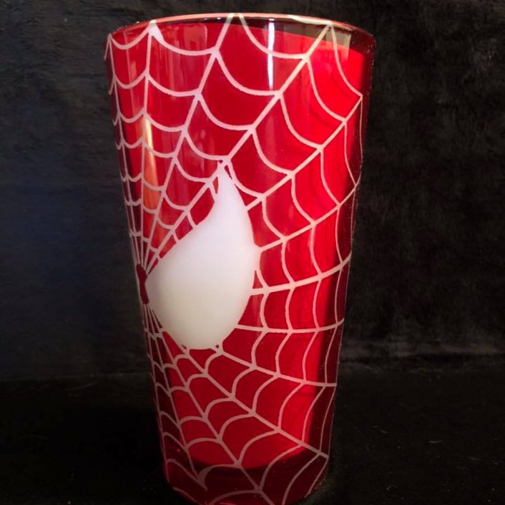 Spider-Man Red Etched Pint Glass